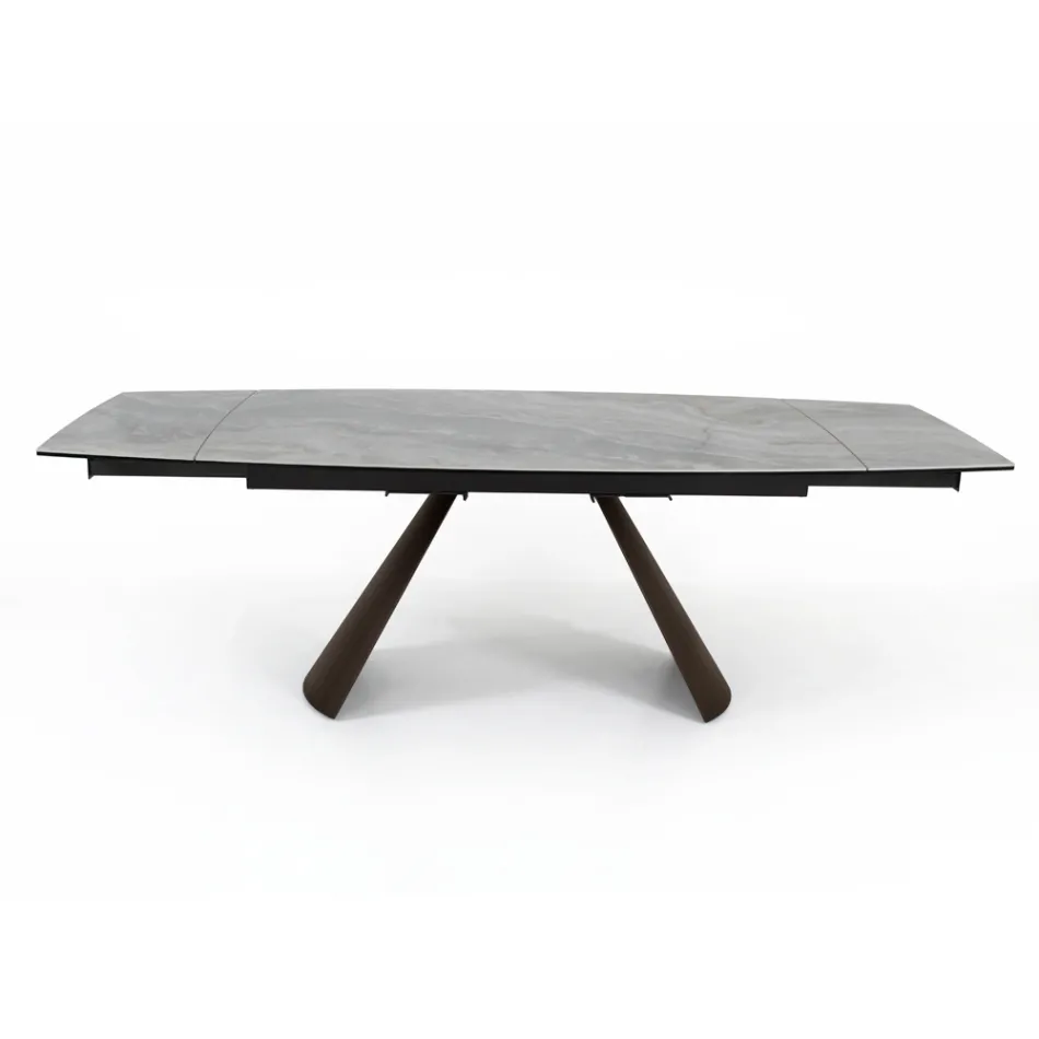 Extendable Living Room Table with Barrel-Shaped Top in Ceramic Made in Italy - Glasses Viadurini