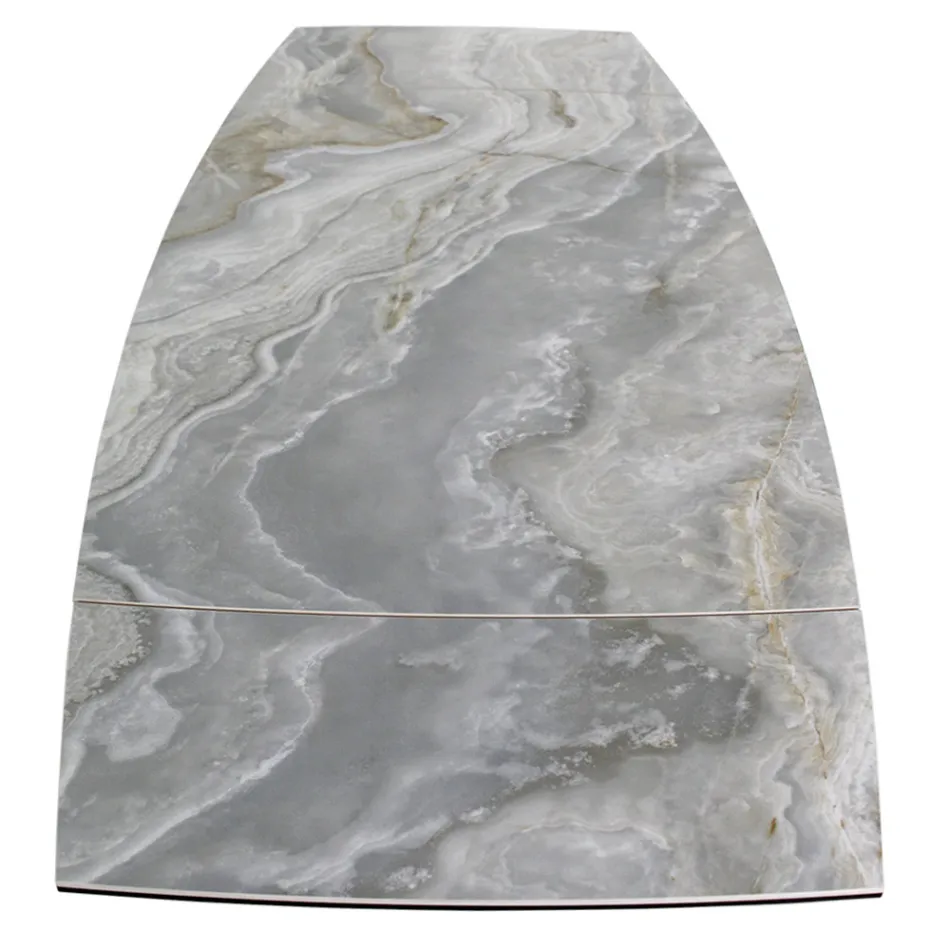 Extendable Living Room Table with Barrel-Shaped Top in Ceramic Made in Italy - Glasses Viadurini