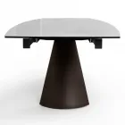 Extendable Living Room Table with Barrel-Shaped Top in Ceramic Made in Italy - Glasses Viadurini