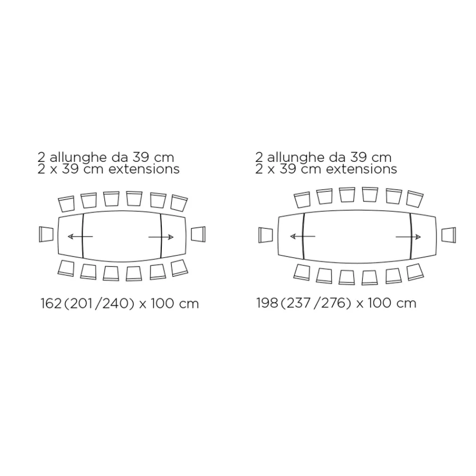 Extendable Living Room Table with Barrel-Shaped Top in Ceramic Made in Italy - Glasses Viadurini
