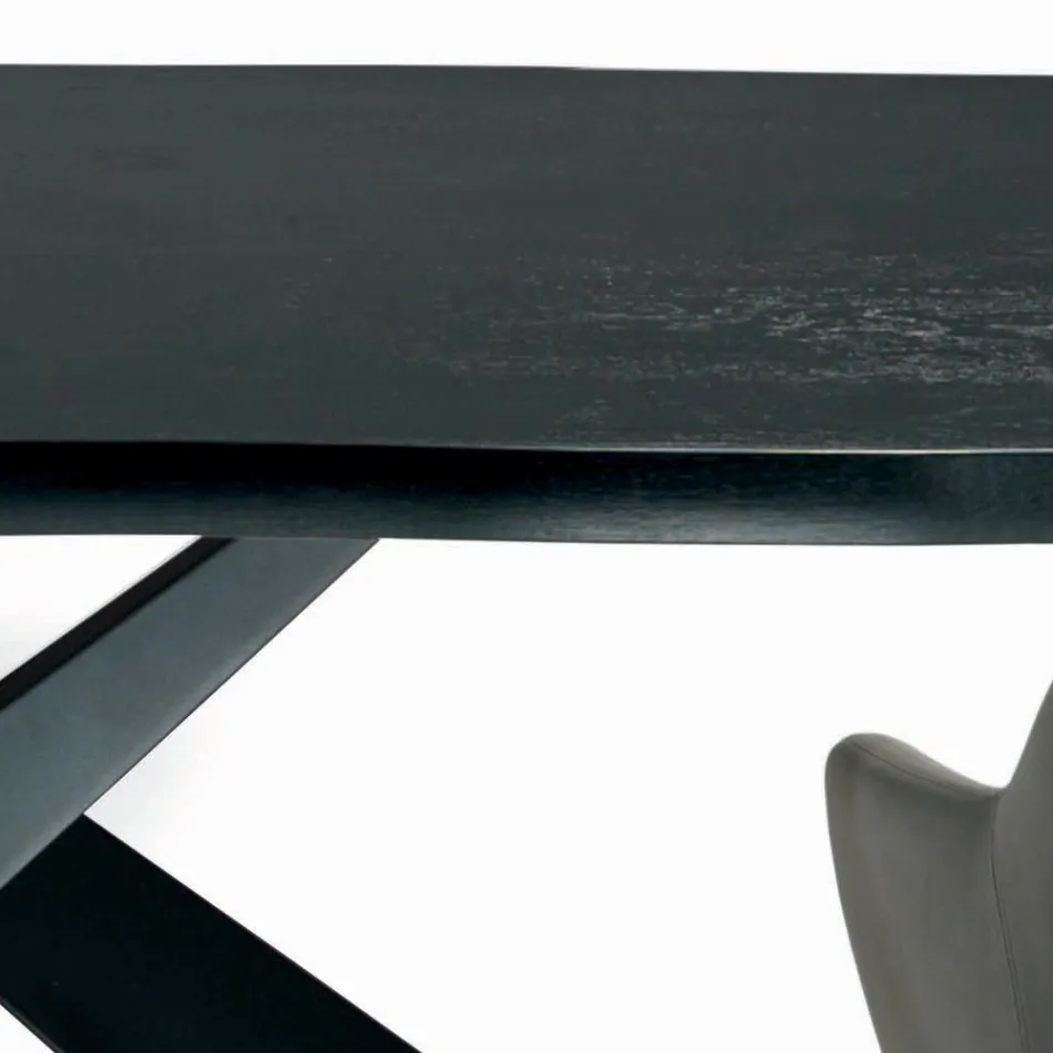 Fixed Living Room Table with Debarked Edge Made in Italy - Holidays Viadurini