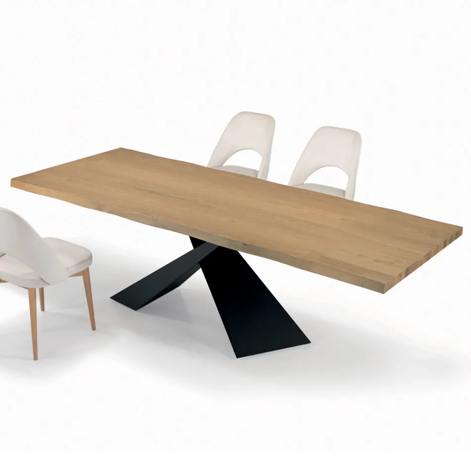 Fixed Living Room Table with Debarked Edge Made in Italy - Holidays Viadurini