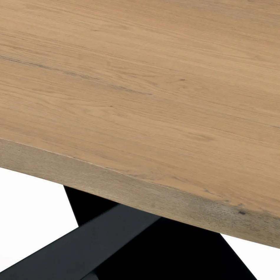 Fixed Living Room Table with Debarked Edge Made in Italy - Holidays Viadurini