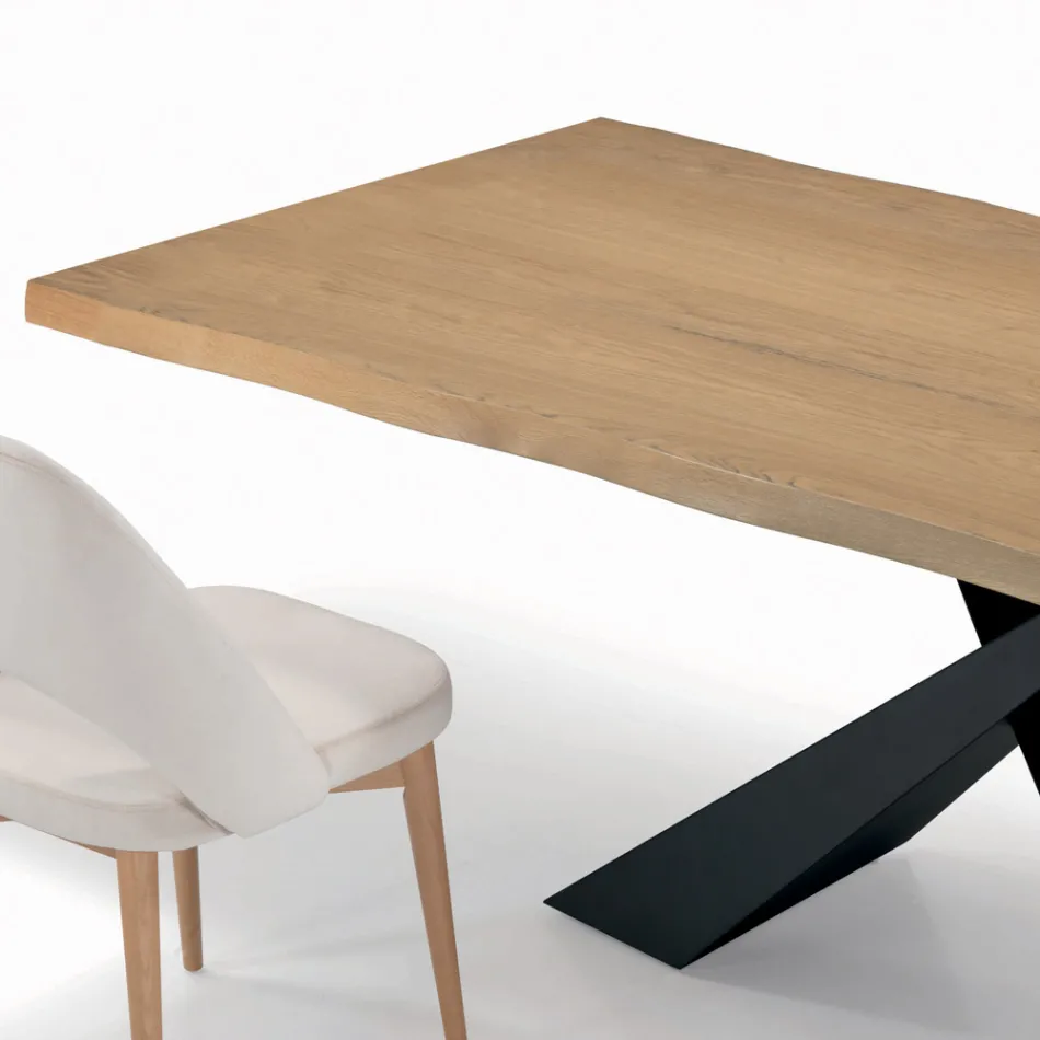 Fixed Living Room Table with Debarked Edge Made in Italy - Holidays Viadurini