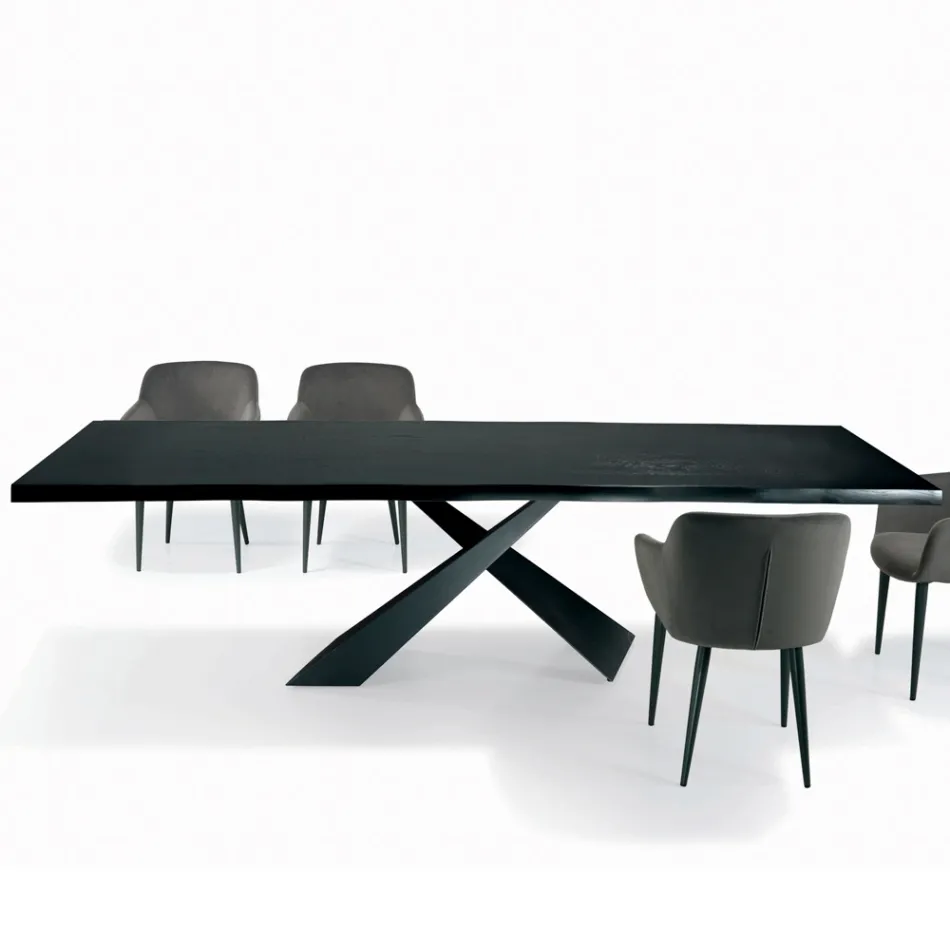 Fixed Living Room Table with Debarked Edge Made in Italy - Holidays Viadurini