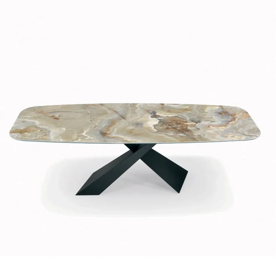Fixed Living Room Table with Ceramic Top Made in Italy - Holidays Viadurini