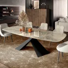 Fixed Living Room Table with Ceramic Top Made in Italy - Holidays Viadurini