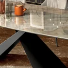 Fixed Living Room Table with Ceramic Top Made in Italy - Holidays Viadurini
