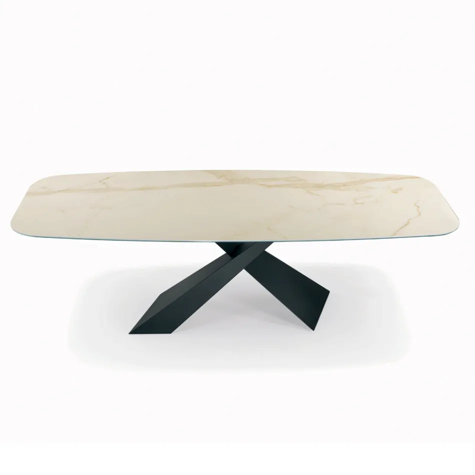 Fixed Living Room Table with Ceramic Top Made in Italy - Holidays Viadurini