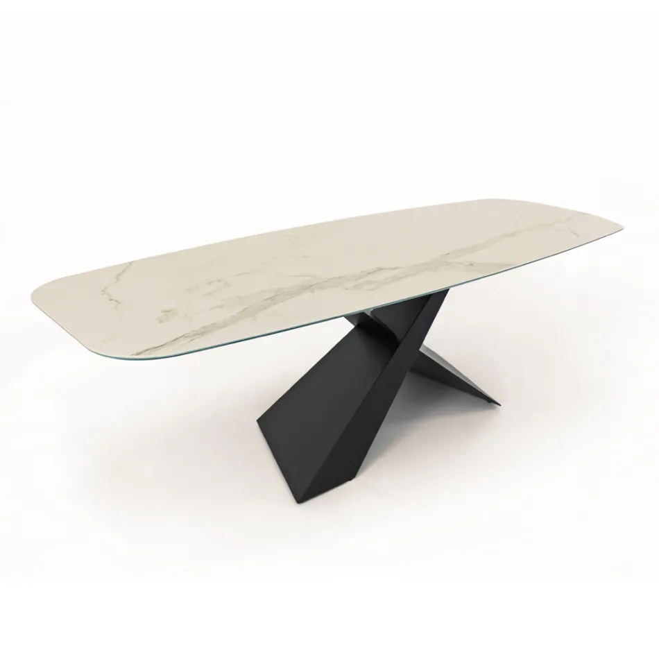 Fixed Living Room Table with Ceramic Top Made in Italy - Holidays Viadurini