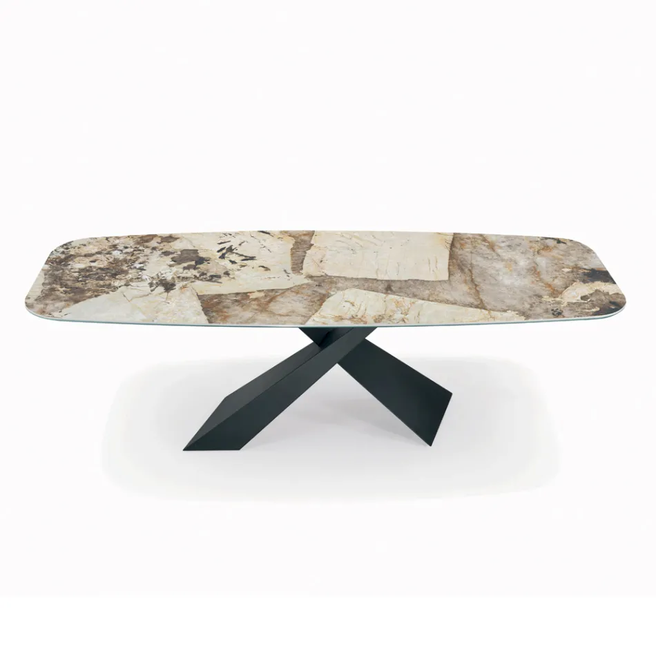 Fixed Living Room Table with Ceramic Top Made in Italy - Holidays Viadurini