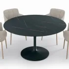 Fixed Round Living Room Table in Laminate and Aluminum Made in Italy - Dollars Viadurini