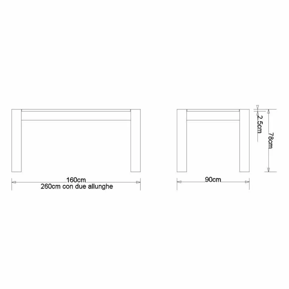 Extendable design table up to 260cm in Jacob oak Viadurini
