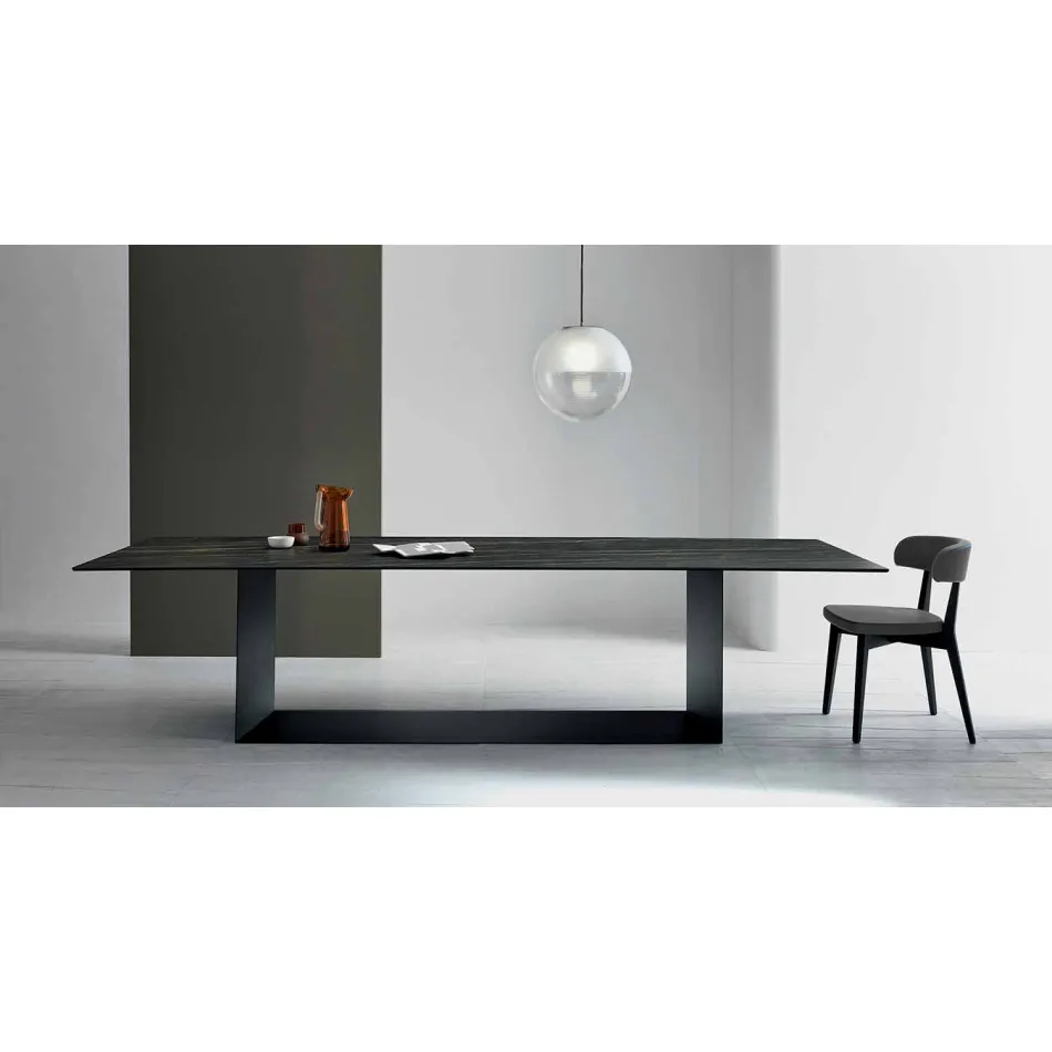 Design Table in Matt Noir Desir Ceramic and Metal Made in Italy - Dark Brown Viadurini