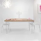 Design table in fir wood and plexiglass made in Italy, Castro Viadurini