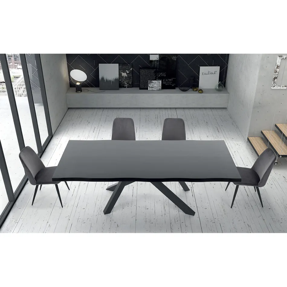 Design Table in Wood and Steel up to 12 Seats Made in Italy - Settimmio Viadurini