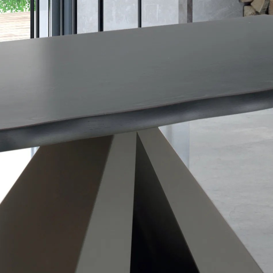 Design Table in Veneered Wood and Steel Made in Italy – Dalmata Viadurini