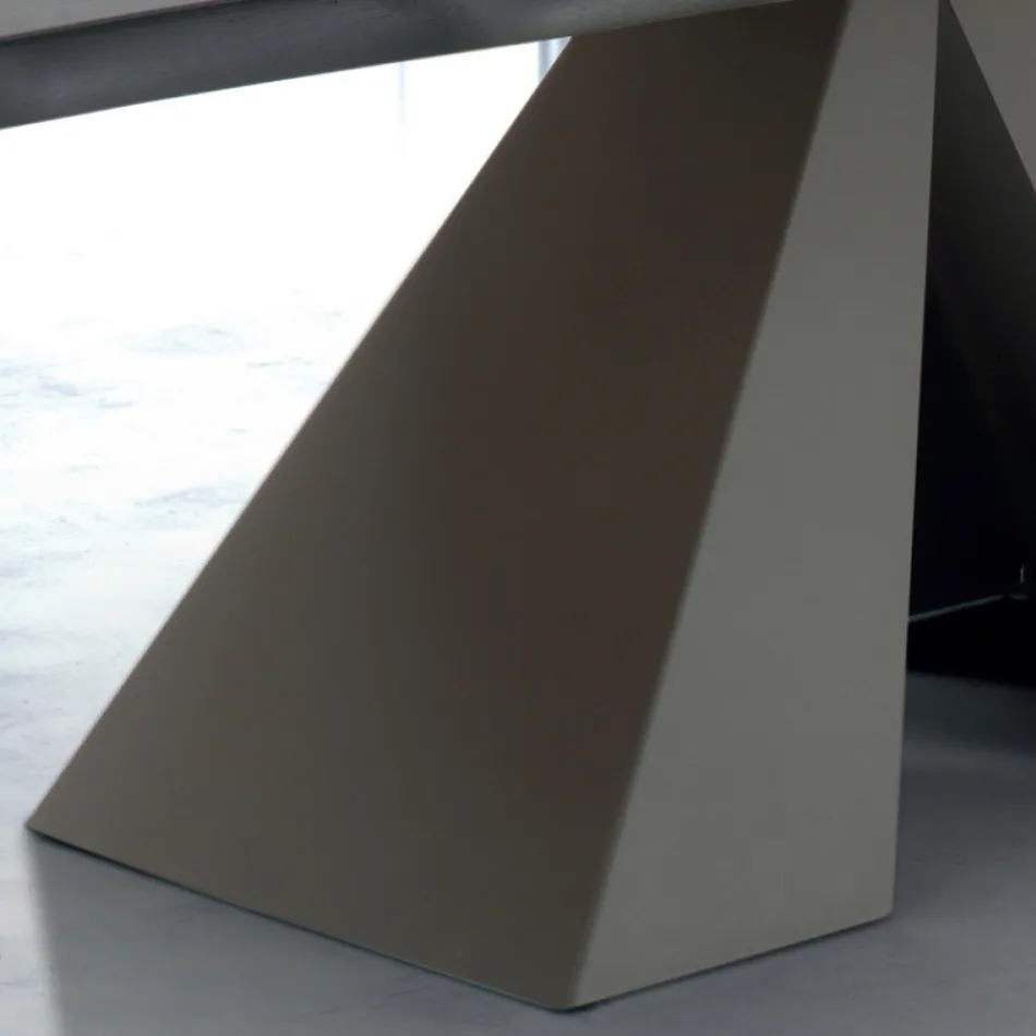 Design Table in Veneered Wood and Steel Made in Italy – Dalmata Viadurini