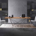 Modern design table with wooden top and a metal base, Esperia