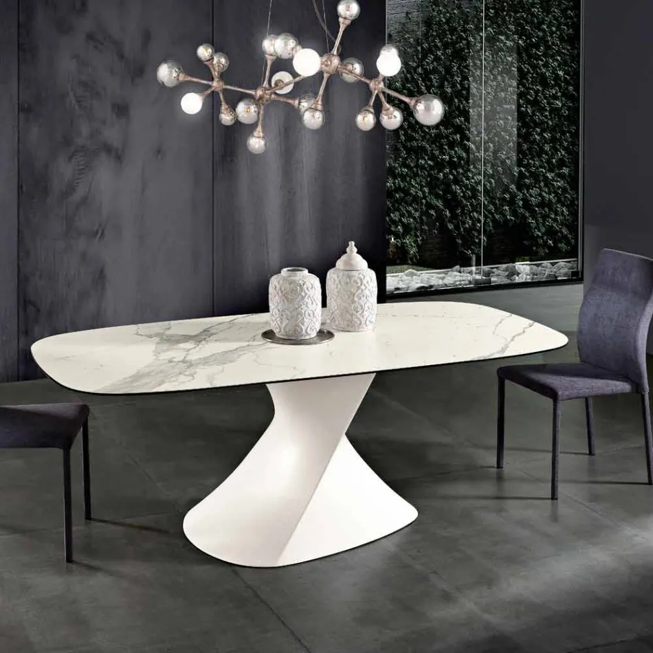 Modern design ceramic glass table made in Italy, Clark Viadurini