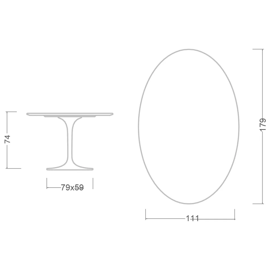 Eero Saarinen Table H 74 with Oval Top in Gold Calacatta Marble Made in Italy - Scarlet Viadurini