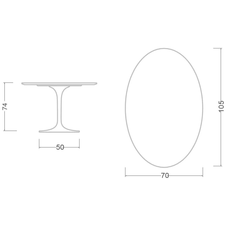 Eero Saarinen Table H 74 with Oval Top in Gold Calacatta Marble Made in Italy - Scarlet Viadurini