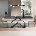 Fixed Table 210x110 cm with Ribbed Glass Top and Metal Base - Adriano