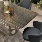 Fixed Table 210x110 cm with Ribbed Glass Top Made in Italy - Tano Viadurini
