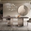 Fixed Table 240x120 cm in Transparent Ribbed Glass Made in Italy - Varo