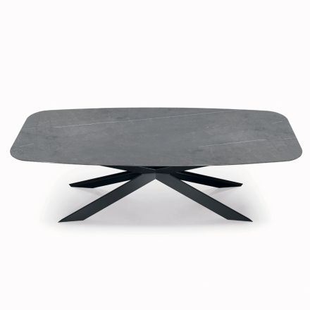 Fixed Barrel-shaped Table with Laminate and Steel Top Made in Italy - Grotta Viadurini
