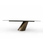 Fixed Table with Steel Base and Ceramic Top Made in Italy - Trousers Viadurini