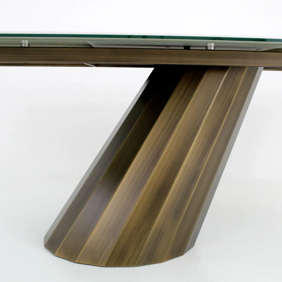 Fixed Table with Steel Base and Ceramic Top Made in Italy - Trousers Viadurini