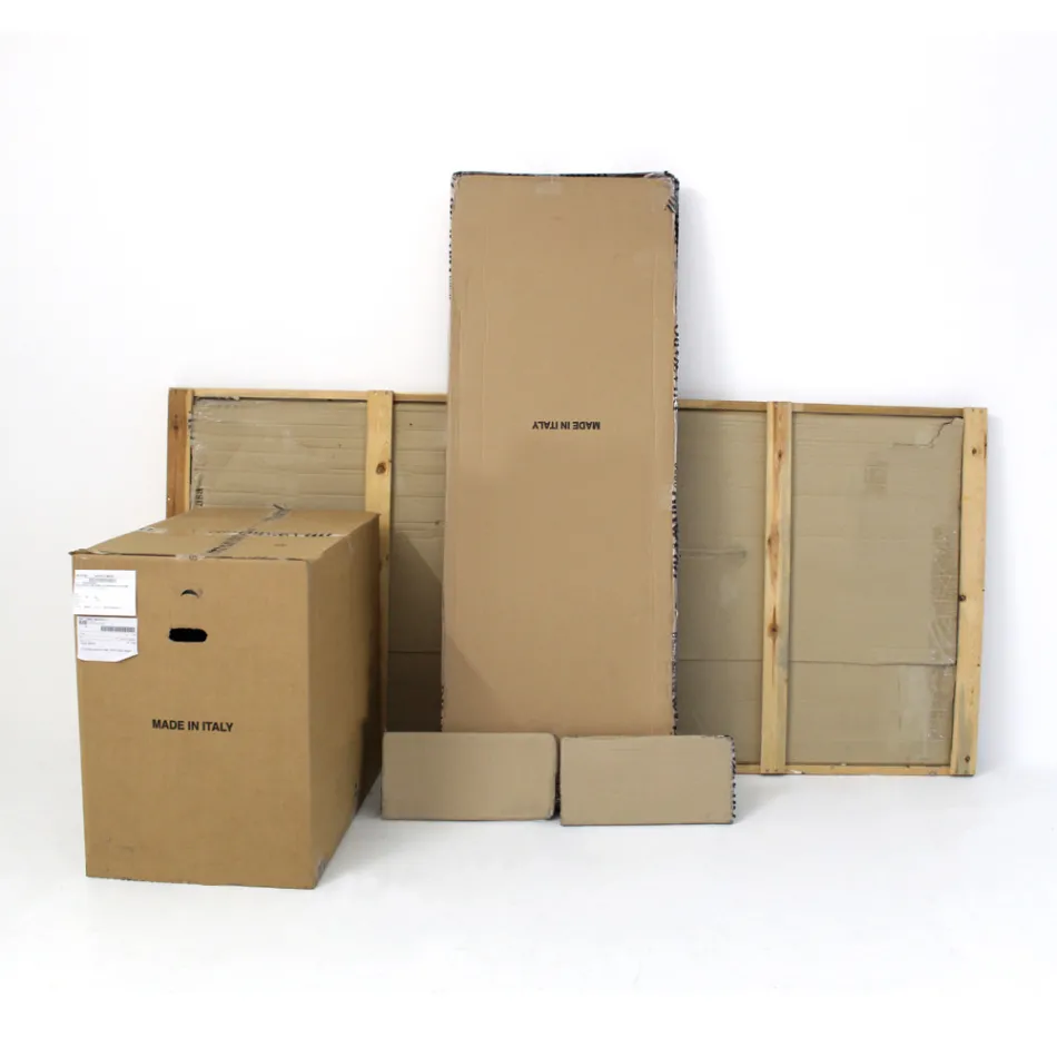 Fixed Table with Steel Base and Ceramic Top Made in Italy - Trousers Viadurini