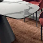 Fixed Table with Black Steel Base and Laminate Top Made in Italy - Glasses Viadurini