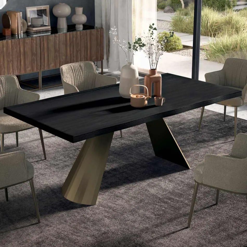 Fixed Table with Irregular Debarked Edge Made in Italy - Glasses Viadurini