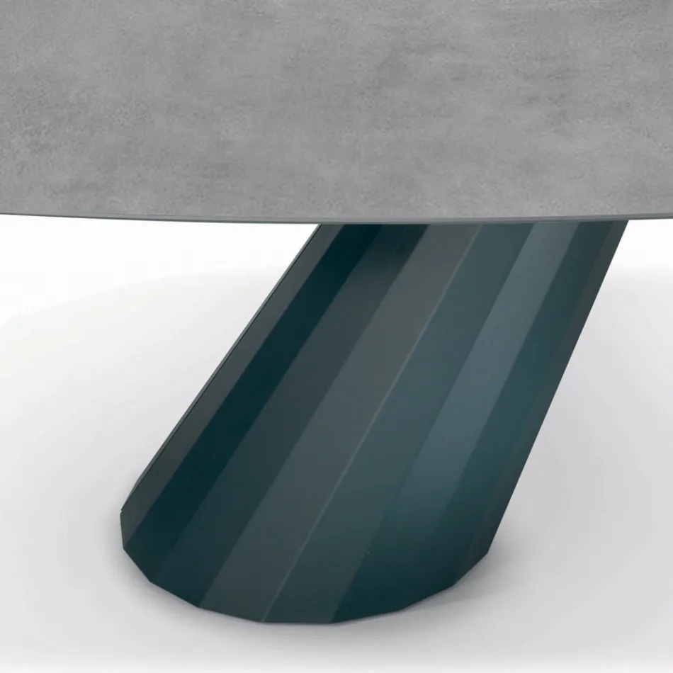 Fixed Table with Barrel-Shaped Laminate Top Made in Italy - Trousers Viadurini