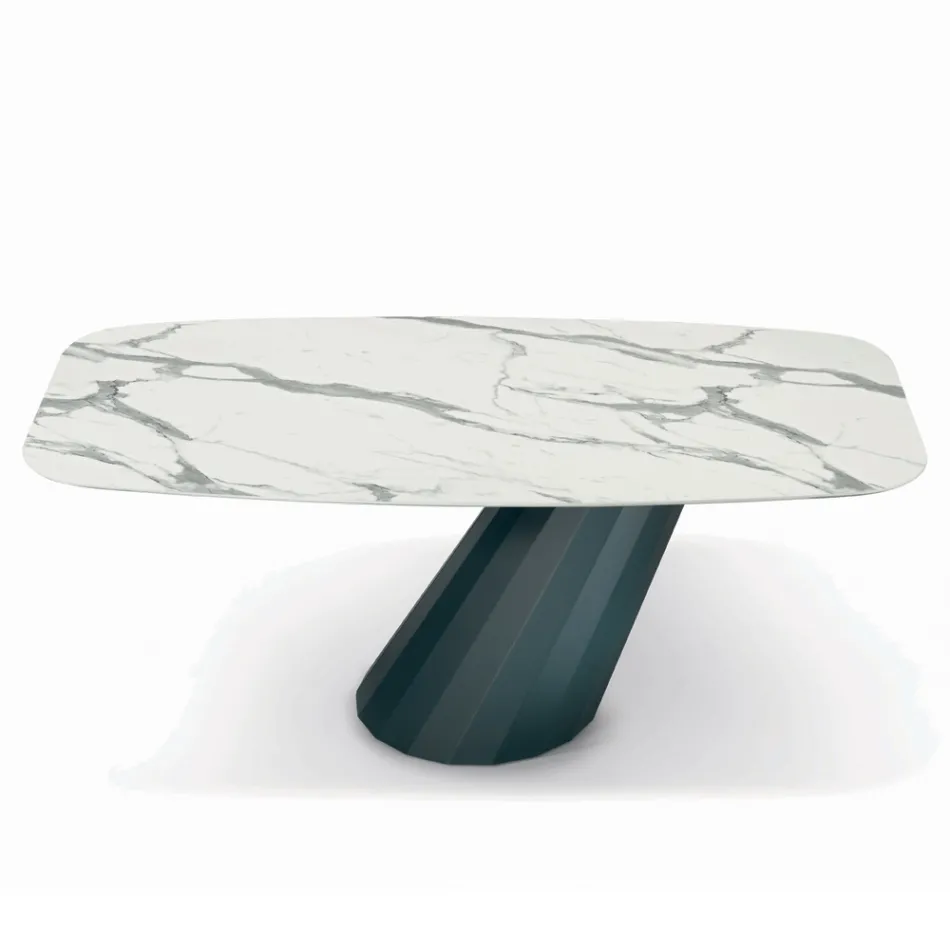 Fixed Table with Barrel-Shaped Laminate Top Made in Italy - Trousers Viadurini