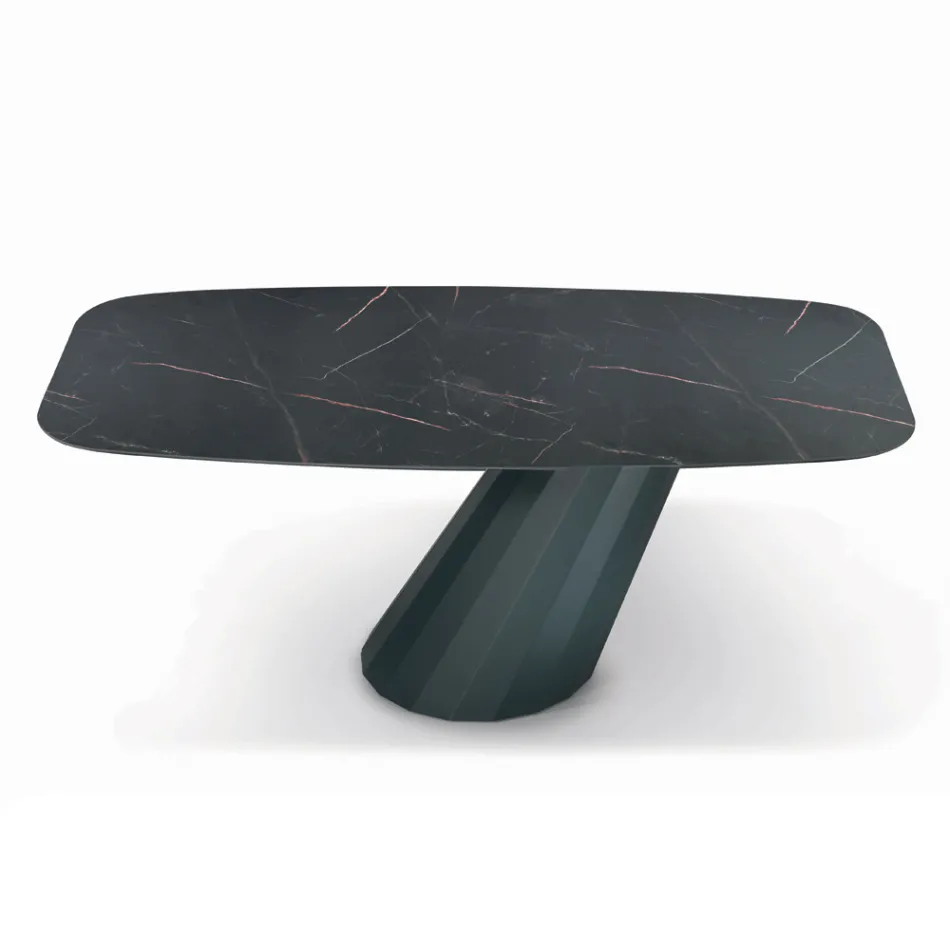 Fixed Table with Barrel-Shaped Laminate Top Made in Italy - Trousers Viadurini