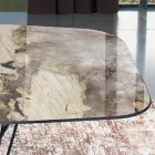 Fixed Table with Barrel Ceramic Top and Steel Base Made in Italy - Ezzellino Viadurini