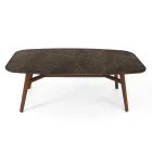 Fixed Dining Table in Polished Emperador Ceramic Made in Italy - North Viadurini