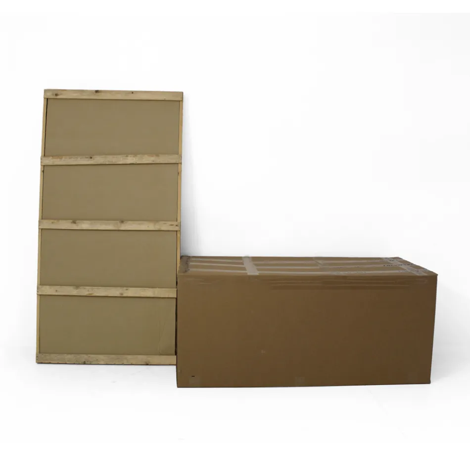 Fixed Dining Table in Polished Emperador Ceramic Made in Italy - North Viadurini