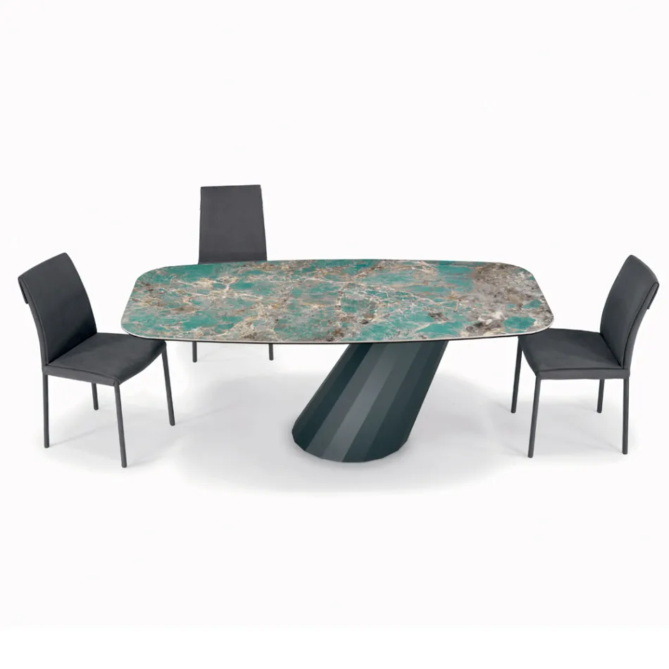 Fixed Steel Table and Ceramic Top Made in Italy - Trousers Viadurini