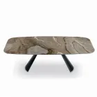 Fixed Ceramic Table and Base in Black Painted Steel Made in Italy - Glasses Viadurini