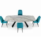 Fixed Ceramic Table and Base in Black Painted Steel Made in Italy - Glasses Viadurini