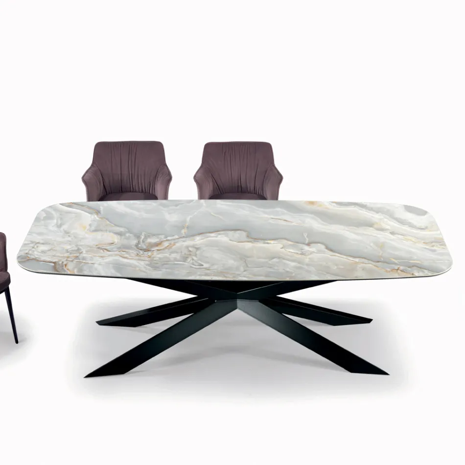 Fixed Ceramic Table in Different Finishes and Sizes Made in Italy - Grotta Viadurini