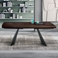 Fixed Table in Oak Veneer and Painted Metal Base - Milo