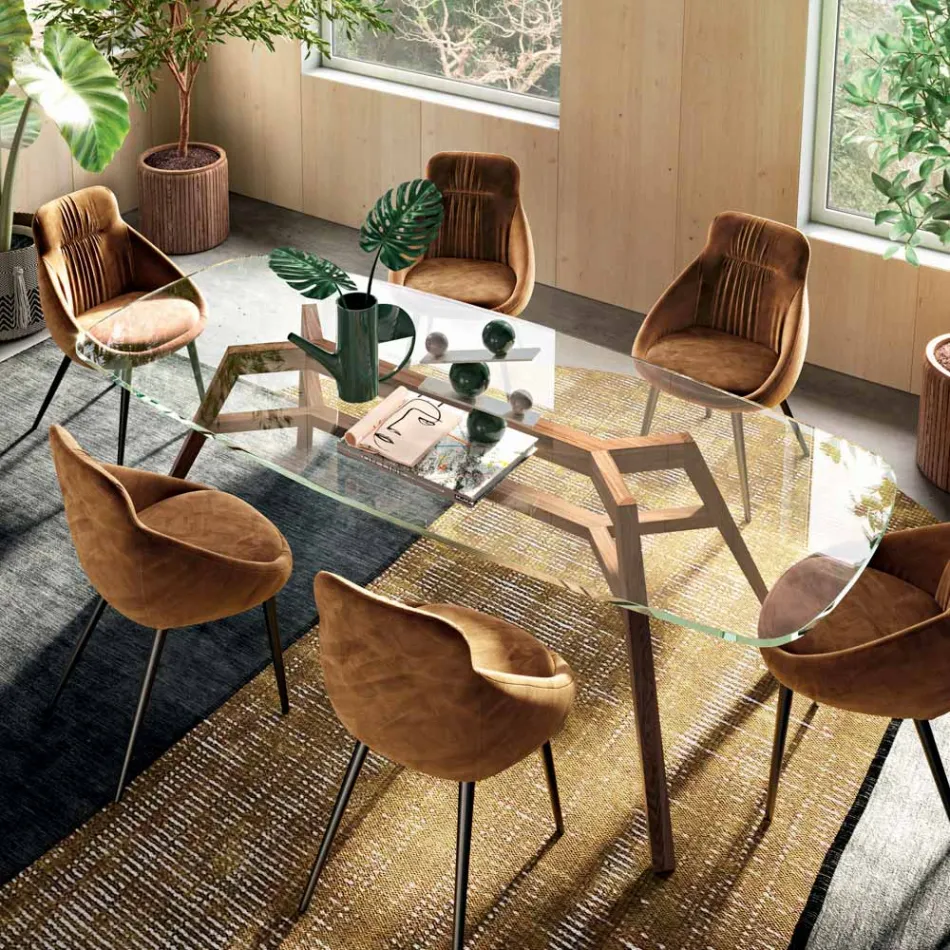 Fixed Table in Extra-clear Glass and Ash Made in Italy - North Viadurini