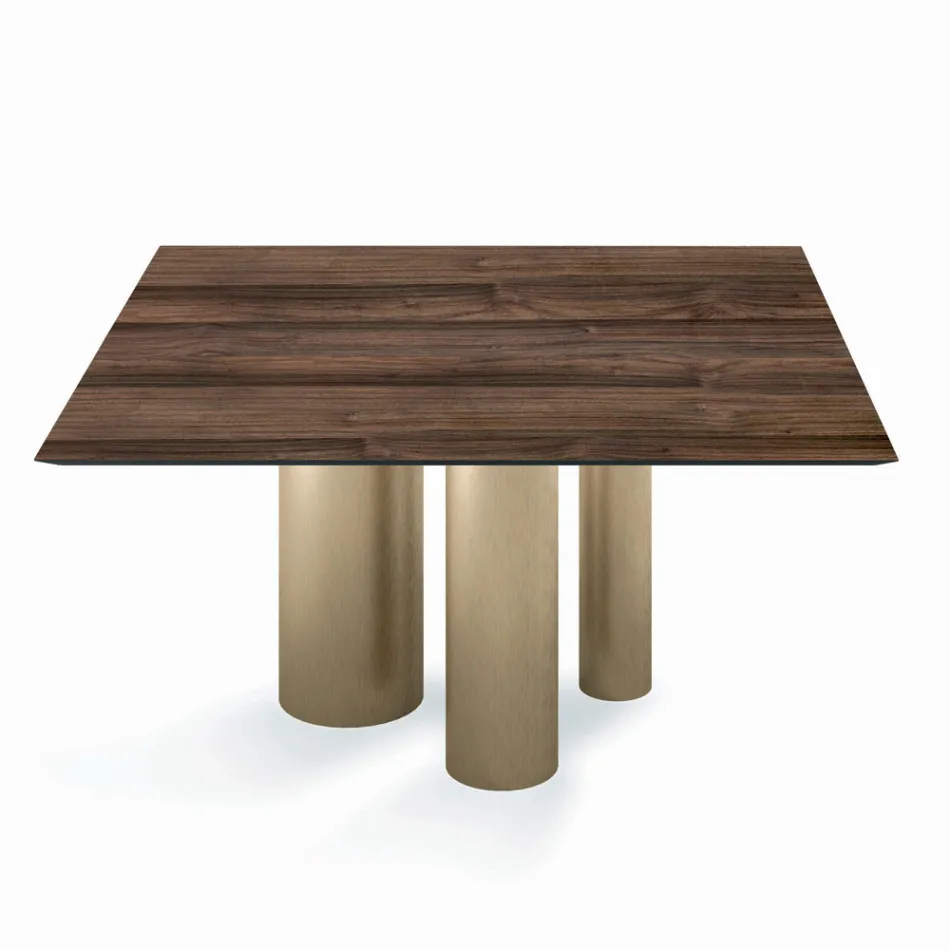Fixed Square Table in Laminate and Steel Made in Italy - Scissors Viadurini