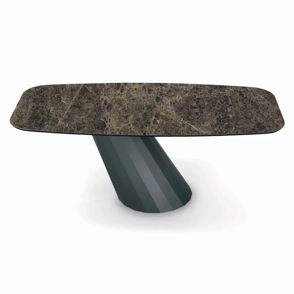Ceramic Table and Base Graphite Finish Made in Italy - Trousers Viadurini
