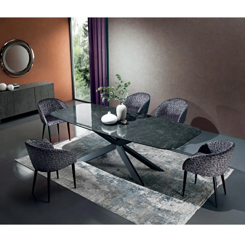 Polished Greek Black Ceramic Table Made in Italy - Grotta Viadurini